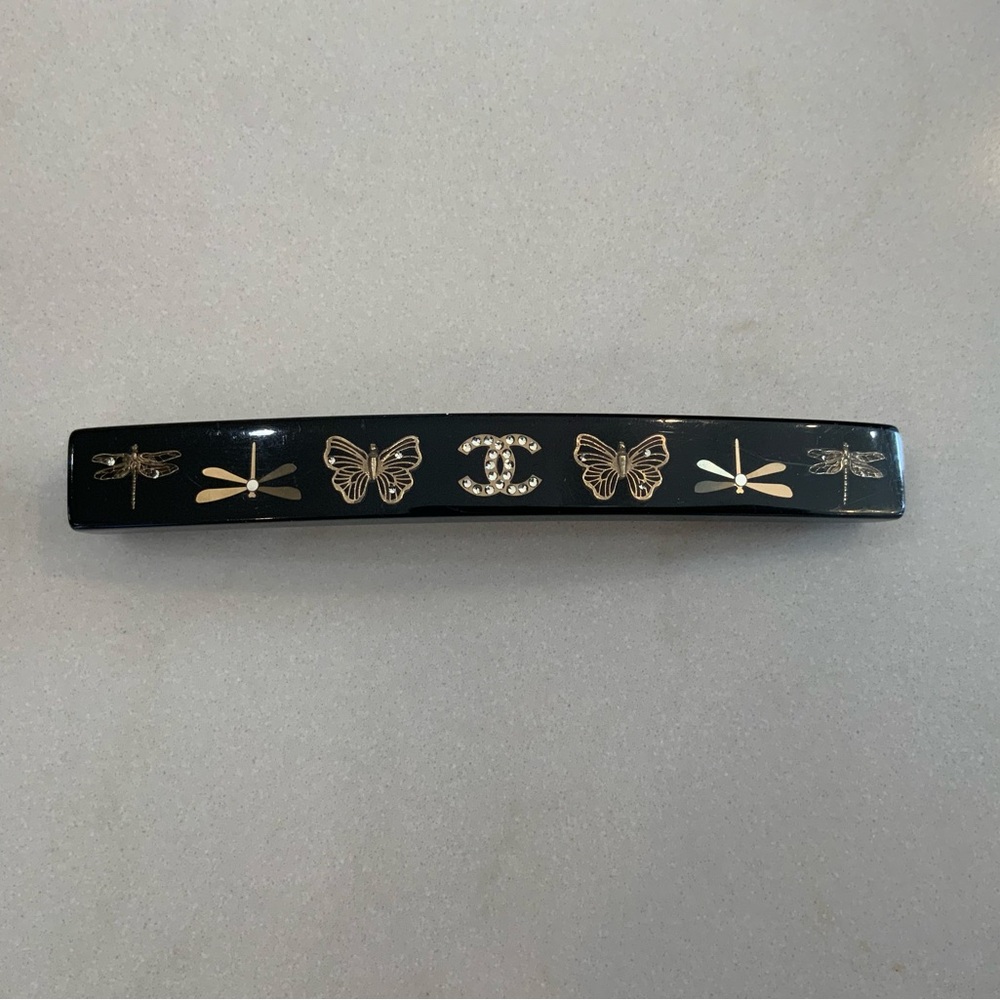CHANEL Black Resin Hair Barrette
